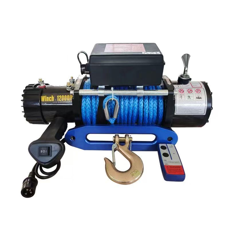Can an electric winch with nylon rope be used for vertical lifting?